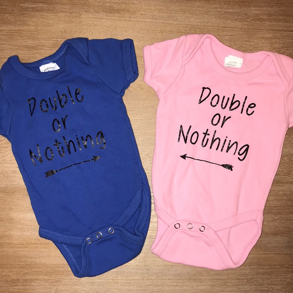 Boy / Girl Twins Double or Nothing Onesies